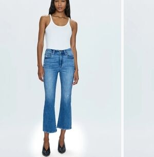 Anthropologie Pistola Lennon High-Rise Crop Bootcut Jeans Distressed SZ 26